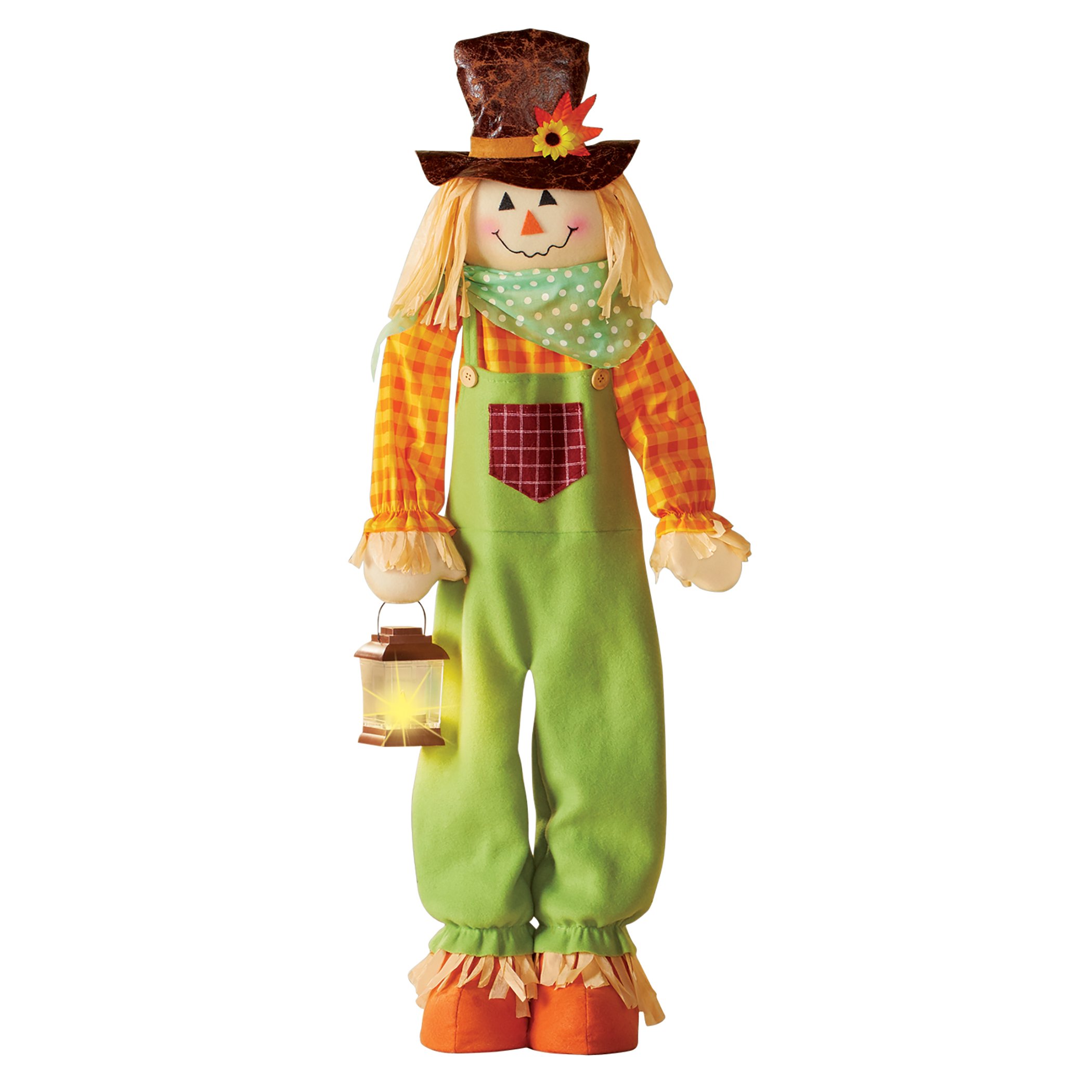 Collections Etc Expandable Straw Accent Scarecrow with Lantern