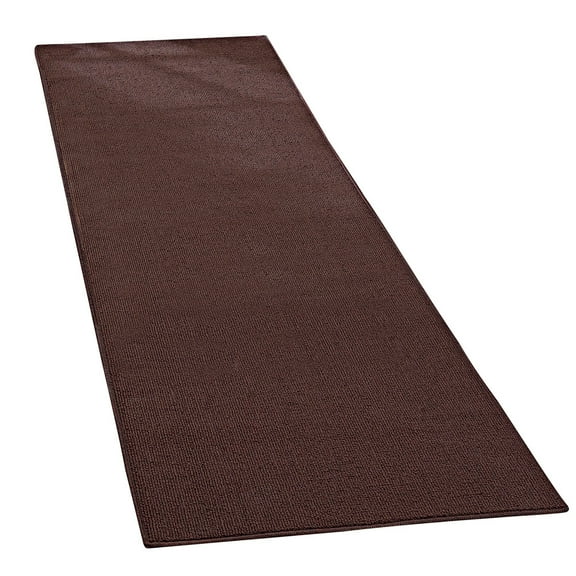 Collections Etc Extra-Wide and Extra-Long Skid-Resistant Floor Runner Rug for High-Traffic Flooring Areas, Including Entryways, Hallways, Foyers and Kitchens, Brown, 28" X 60"