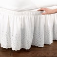 thumbnail image 1 of Collections Etc Eyelet Floral Scalloped Elastic Dust Ruffle Bed Skirt, Wrap-Around Easy Fit Design, White, Queen/King, 1 of 4