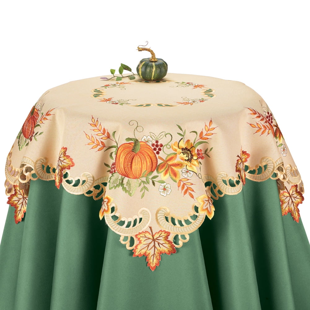 Collections Etc Fall Embroidered Pumpkin And Leaves Table Linens