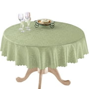 Collections Etc Fancy Scroll Scalloped Edge Festive Tablecloth, Sage Green, 70" Round