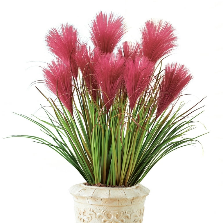 Collections Etc Faux Pampas Grass Picks - Set of 3 - Outdoor or Indoor  Decorative Accent, Red