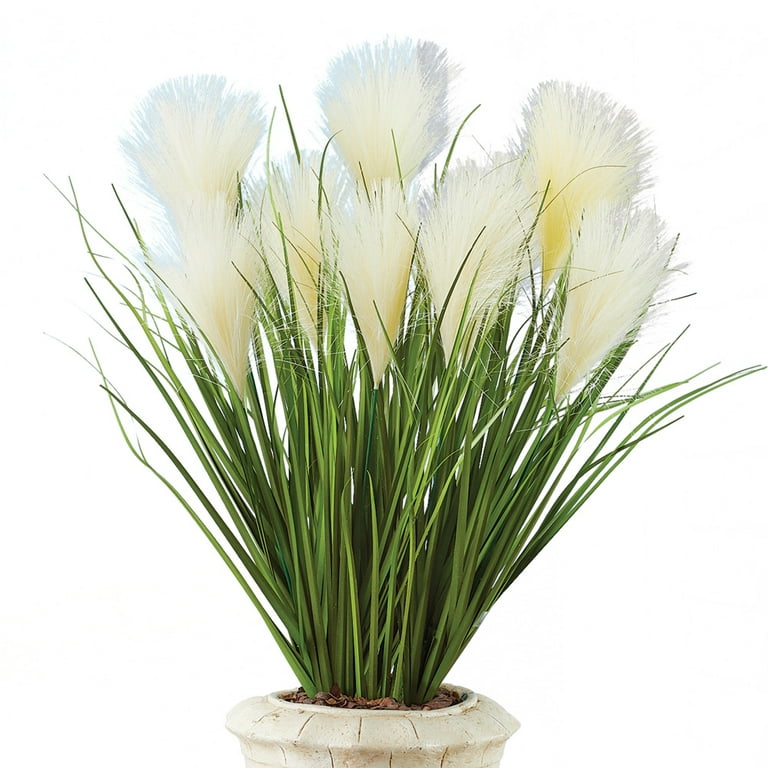 Collections Etc Faux Pampas Grass Picks - Set of 3 - Outdoor or Indoor  Decorative Accent, White