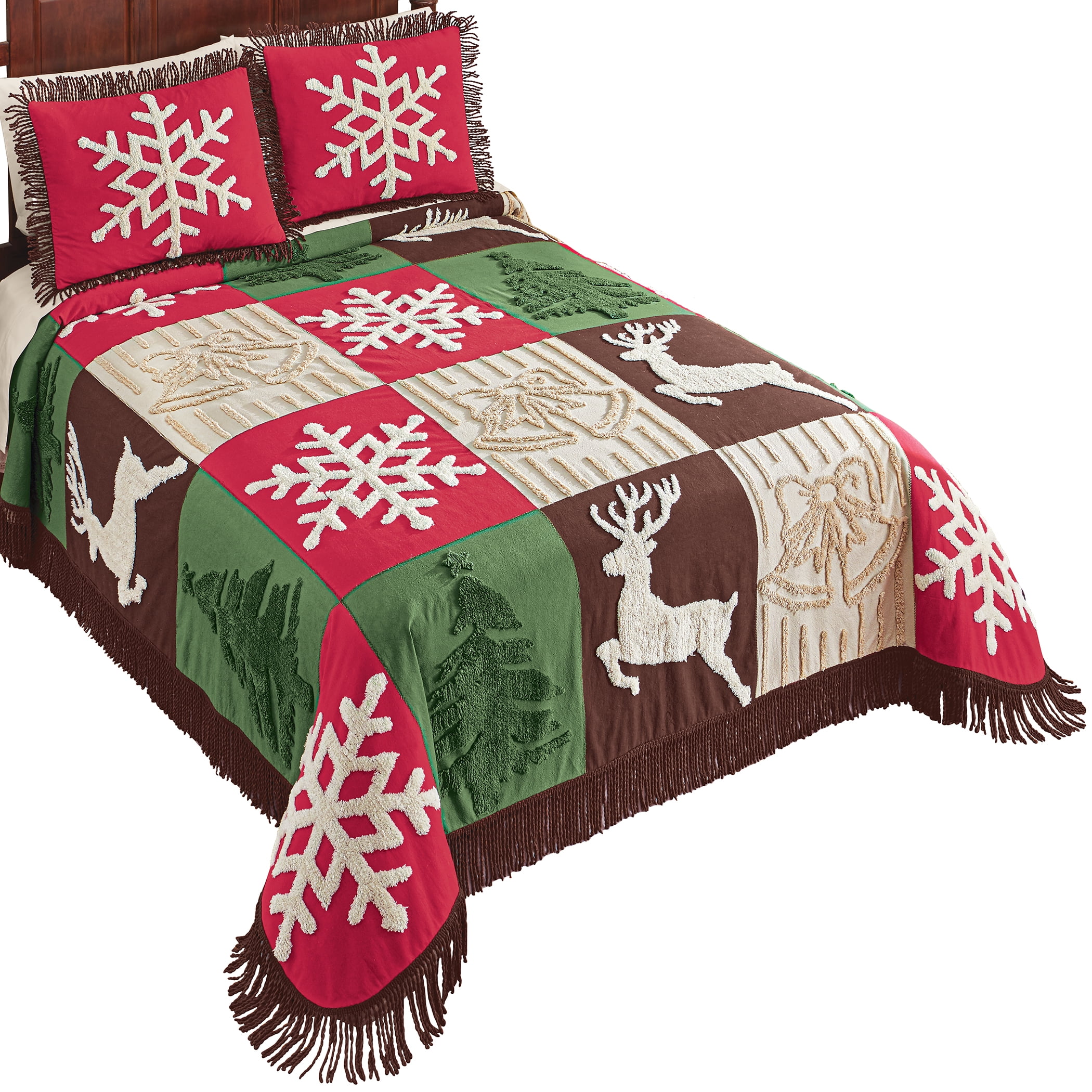Collections Etc Festive HolidayThemed Patchwork Tufted Chenille