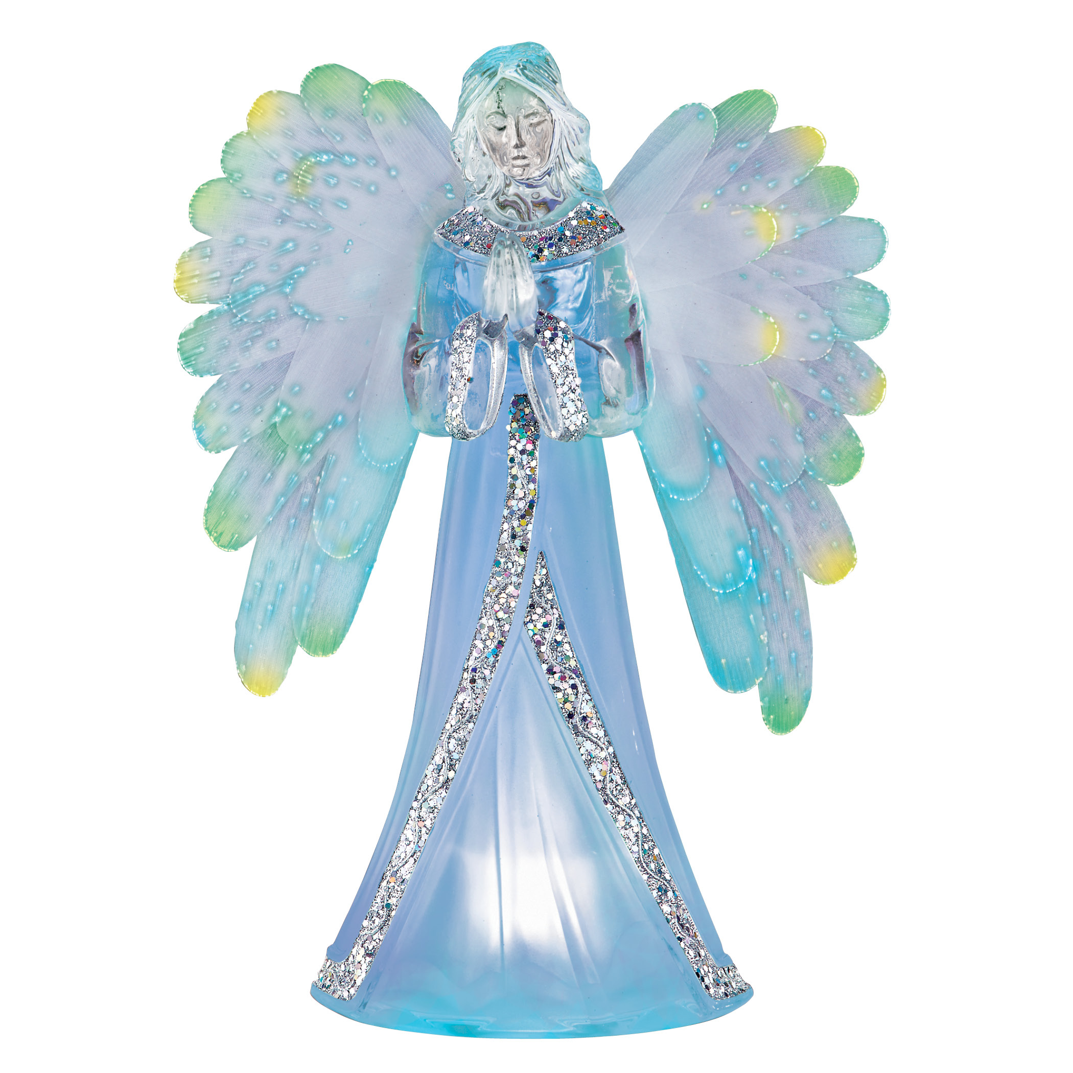 Collections Etc Fiber Optic Color Changing Frosted Angel Figurine