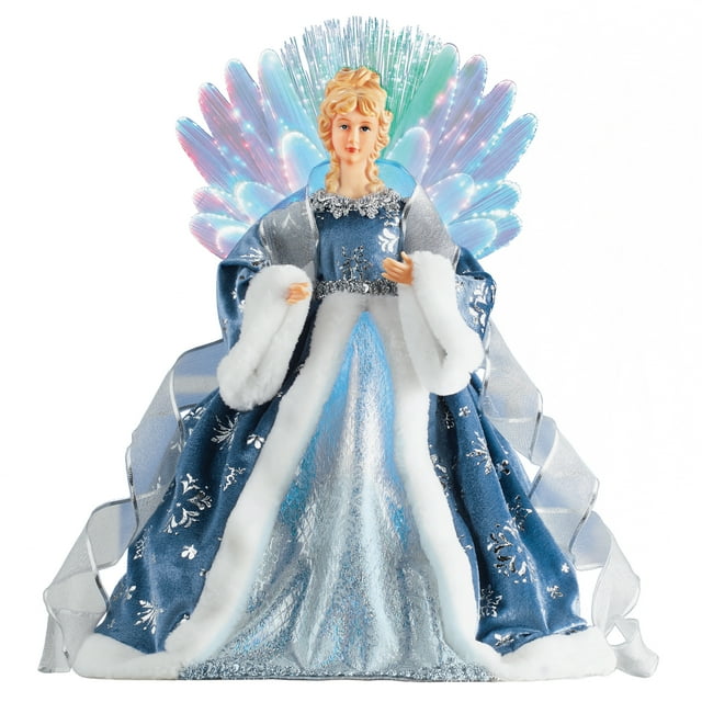 Collections Etc Fiber Optic Holiday Snowflake Angel in Blue Dress