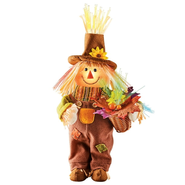 Collections Etc Fiber Optic Thanksgiving Harvest Scarecrow Statue For