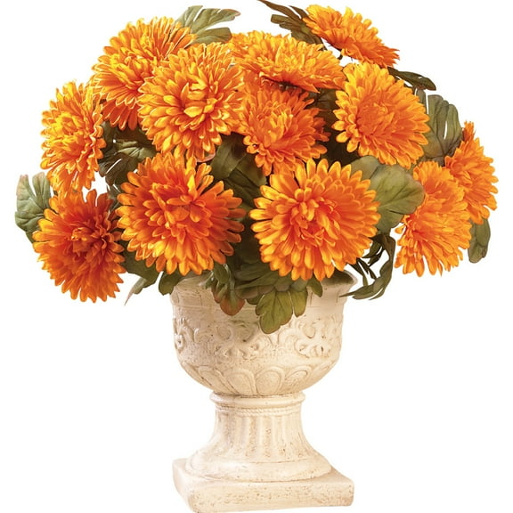 Collections Etc Floral Mums Artificial Maintenance-Free Flower Bush - Set of 3, Yellow