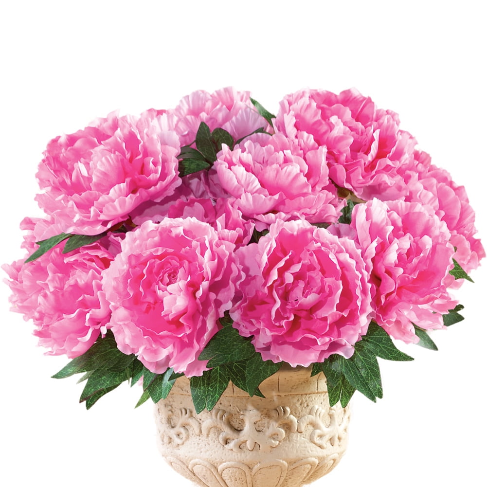 Deep Pink Polyester Outdoor Summer Peony Bushes Set