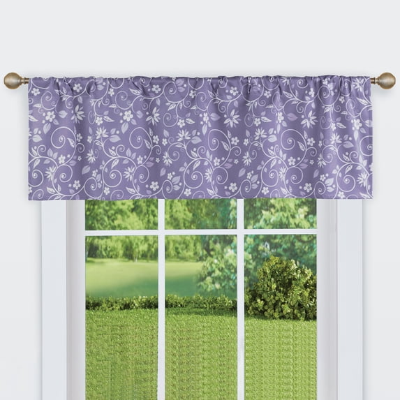 Collections Etc Floral Scrolling Vine Pattern Rod Pocket Top Window Drapes