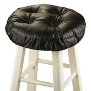 Collections Etc Foam-Padded Thick Waterproof Barstool Seat Cover Cushion with Slip Resistant Backing, Black