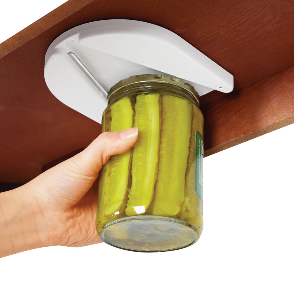 EZ Off Jar Opener for Seniors - Under Cabinet Jar Openers for Weak Hands,  Easy Grip, One Handed Gadgets & Bottle Opener - Essential Kitchen Gadgets
