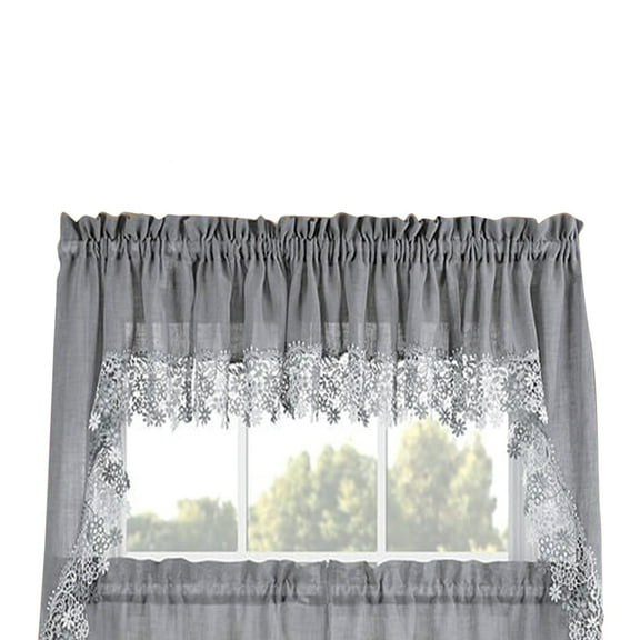 Collections Etc Fox Valley Traders Lillian Swag Valance, Gray, One Size Fits All