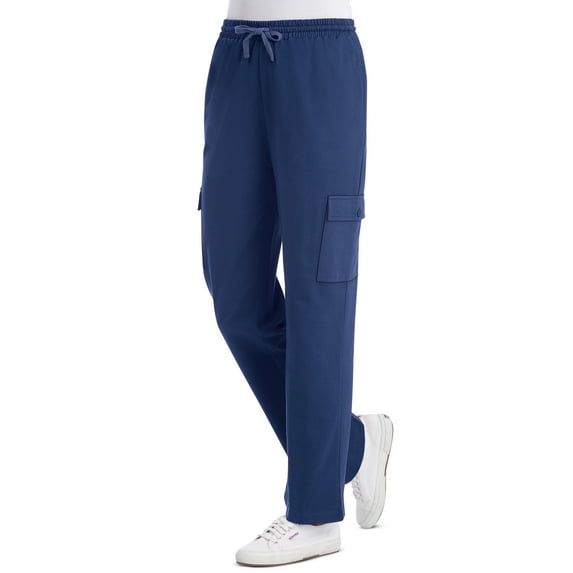 Collections Etc French Terry Knit Double Cargo Pocket Drawstring Pants