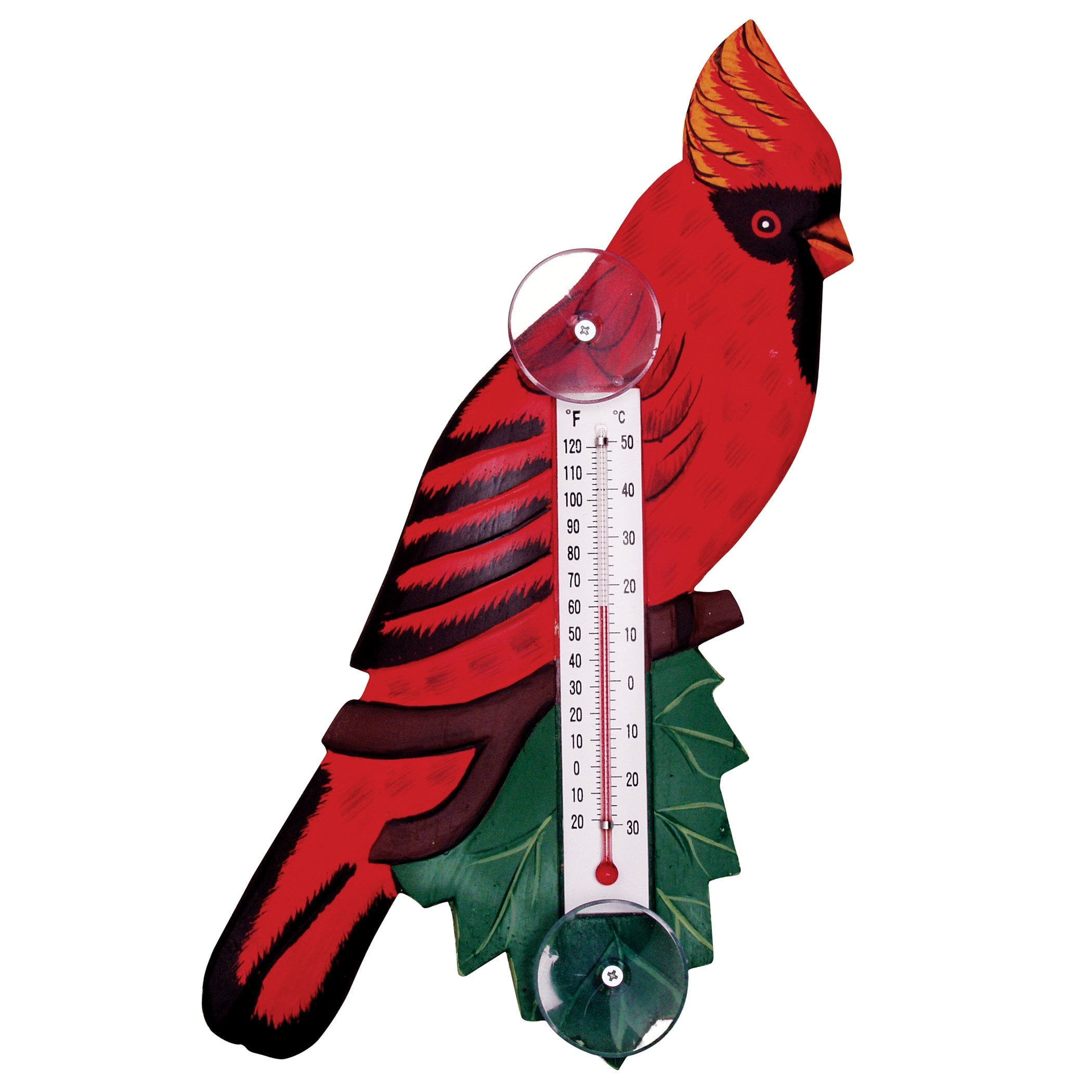 Collections Etc HandPainted Cardinal Suction Cup Window Thermometer