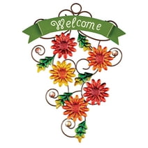 Collections Etc Hand-Painted Fall Mums Welcome Door D�cor