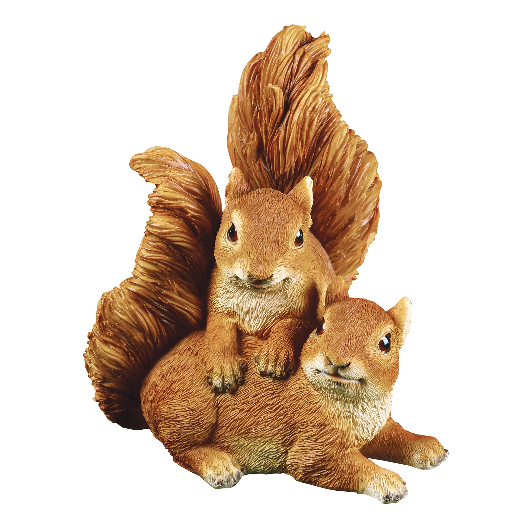 Hand-Painted Brown Resin Playful Squirrels Garden Sculpture