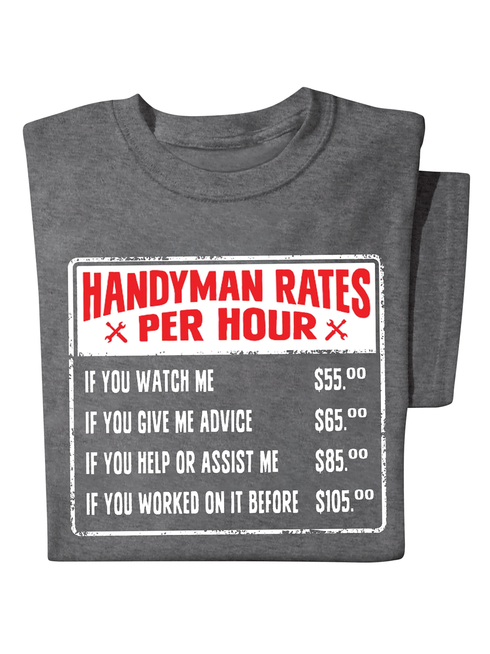 Collections Etc Handyman Rates Per Hour Humorous Graphic Cotton TShirt
