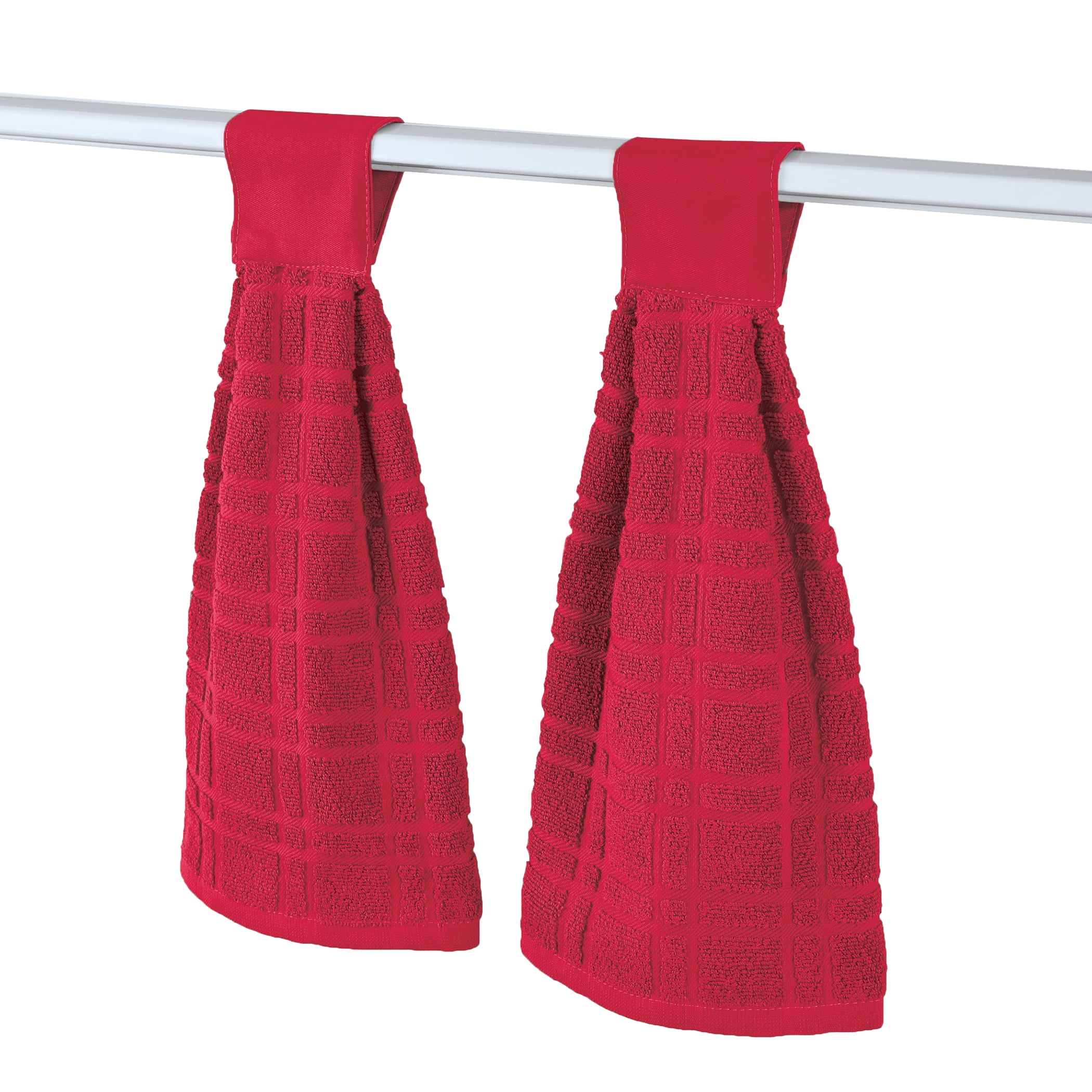 Golden Rabbit Cotton Swirl Kitchen Towels Set of 2 - Red