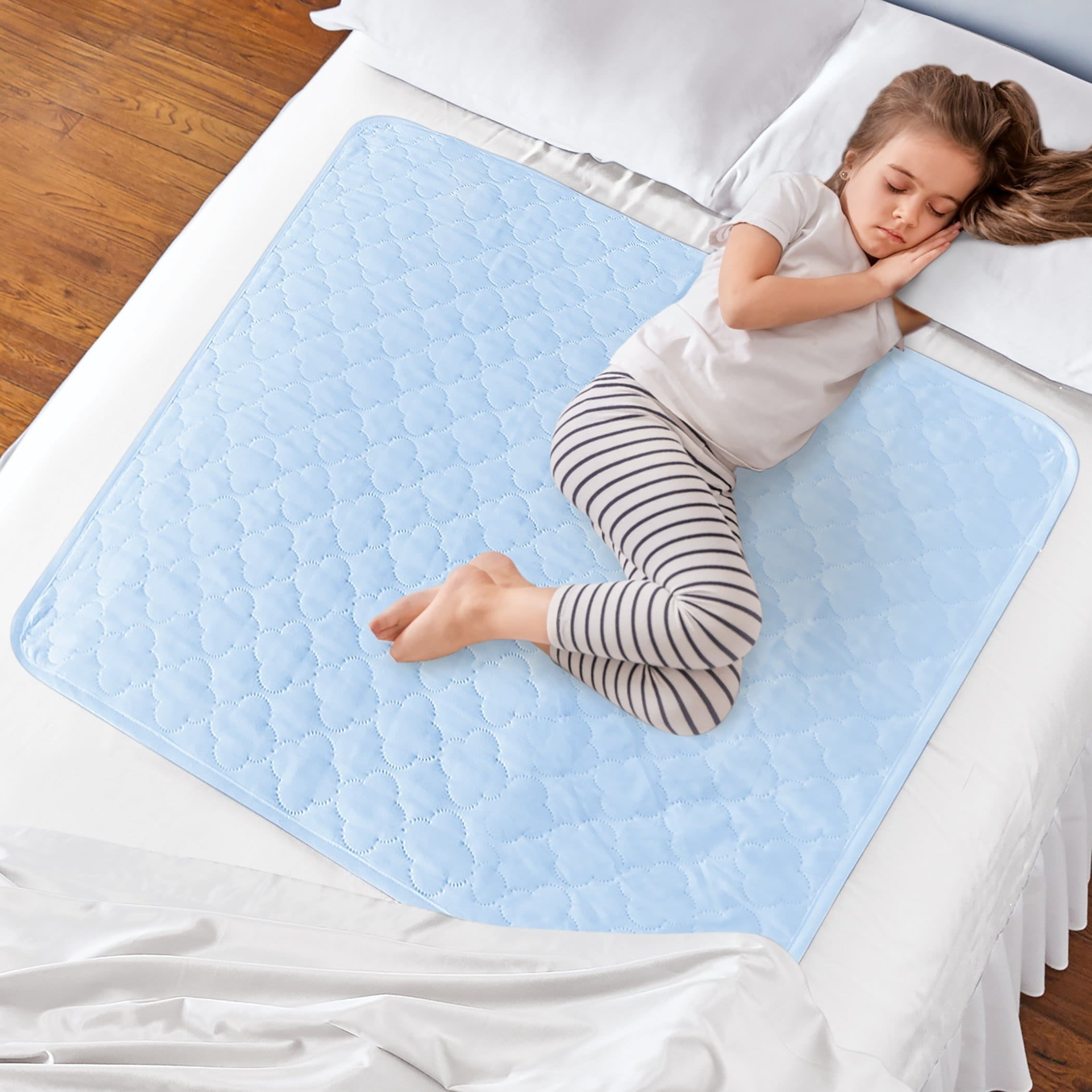 Highly Absorbent Blue Waterproof Bed Pad, 36" x 36"