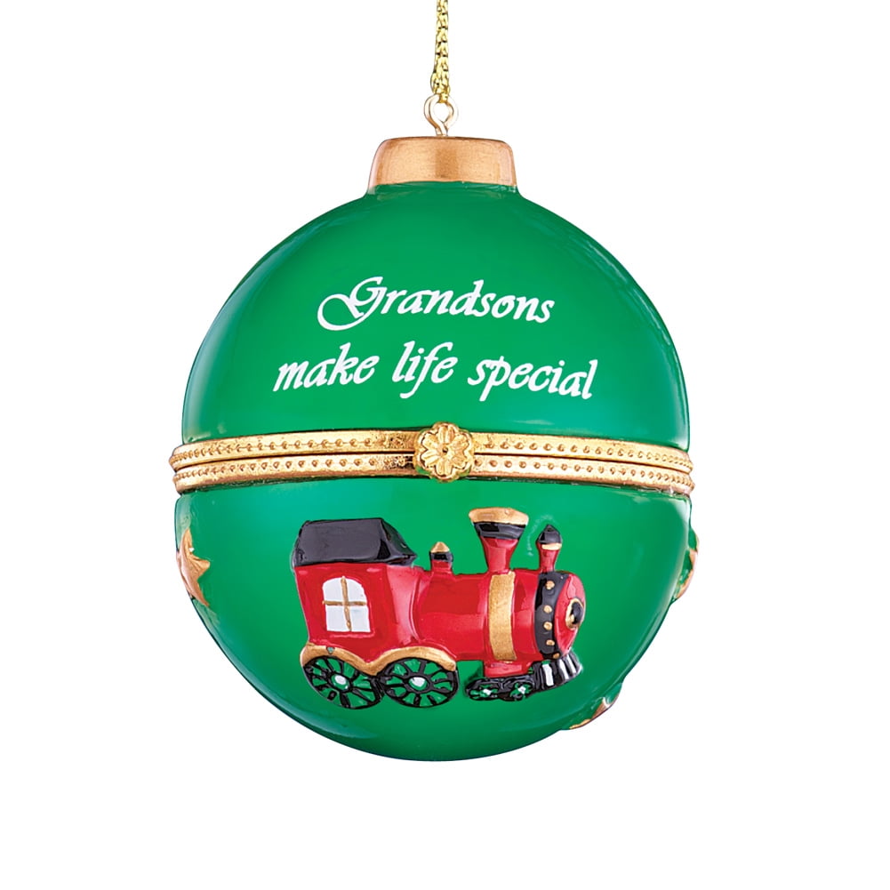 Green Resin Holiday Sentiment Trinket Ornament with Gold Hanger