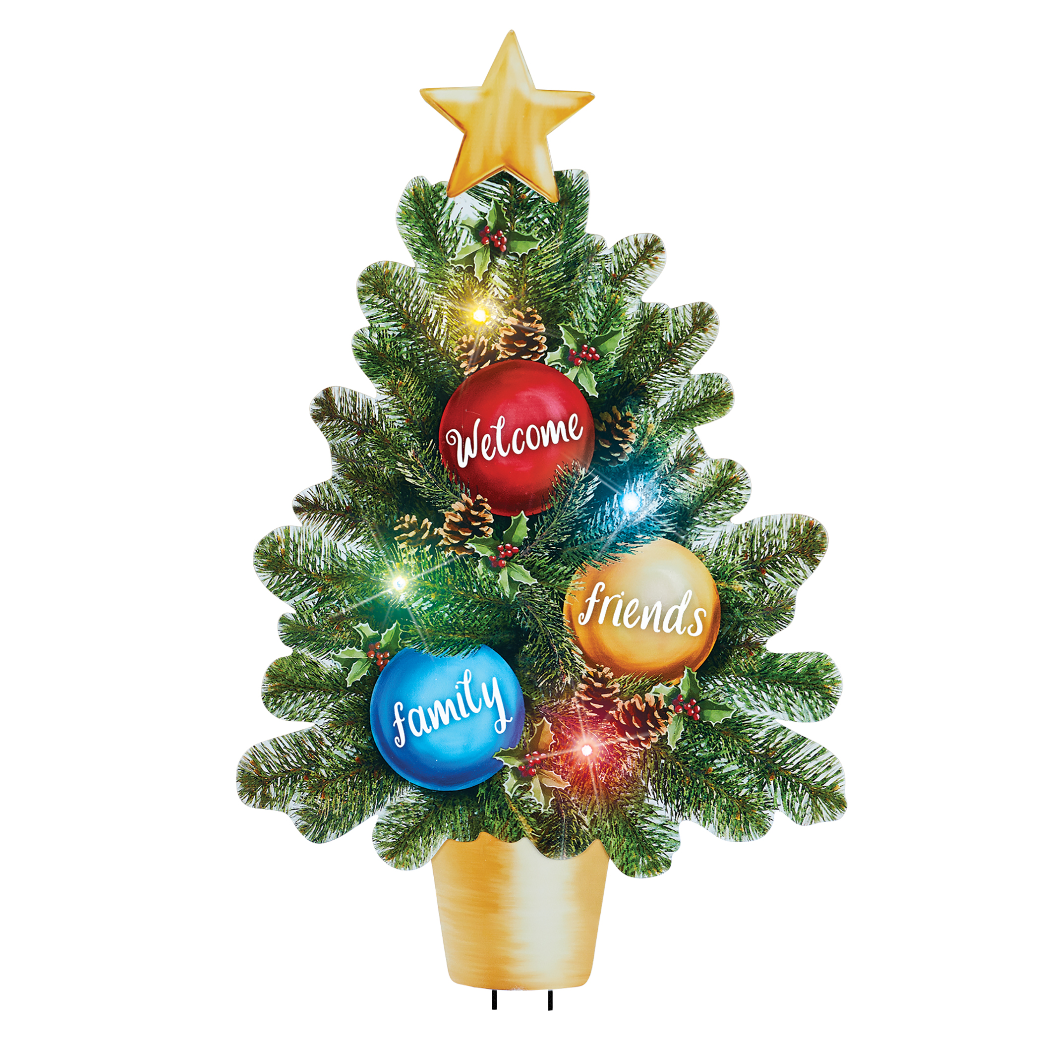 Collections Etc Inspirational LED Lighted Christmas Tree Garden Stake