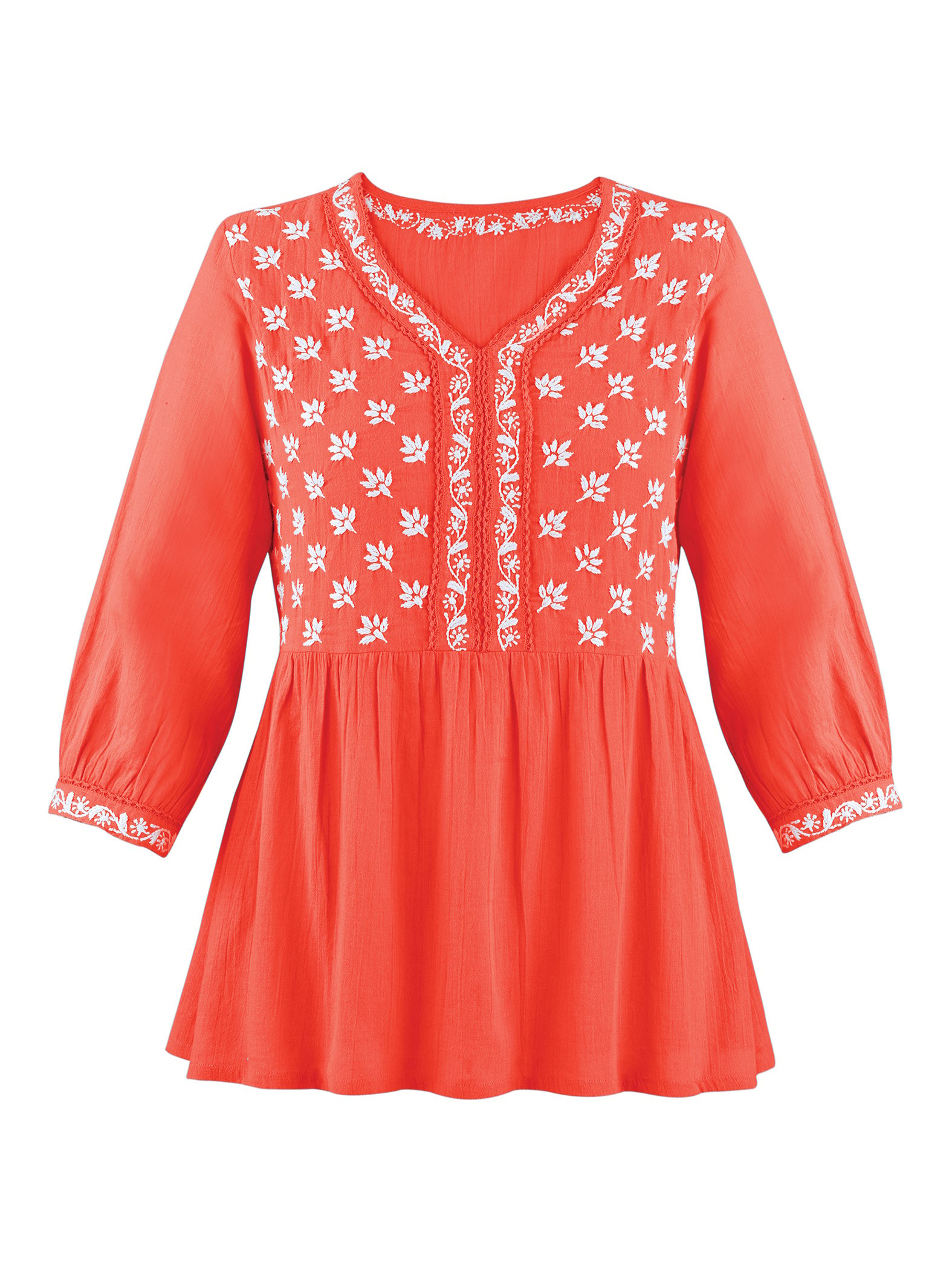 Panelled Embroidered Long Tunic With Wide Pants