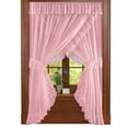 Collections Etc Isabella Ruffled Sheer Fabric Curtain Set Rose