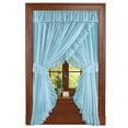 thumbnail image 1 of Collections Etc Isabella Ruffled Sheer Fabric Rod Pocket Window Curtain Set, Blue, 1 of 9