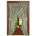 thumbnail image 1 of Collections Etc Isabella Ruffled Sheer Fabric Rod Pocket Window Curtain Set, Sage, 1 of 9