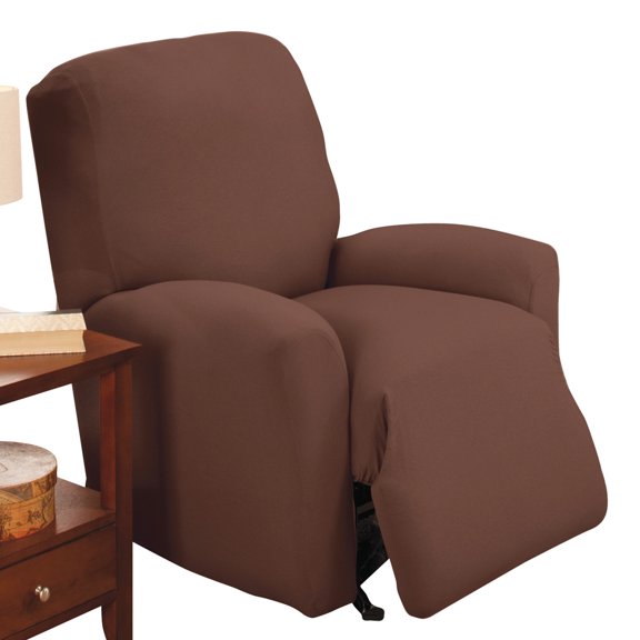 Collections Etc Jersey Stretch Slipcover Furniture Protector, Brown, Recliner