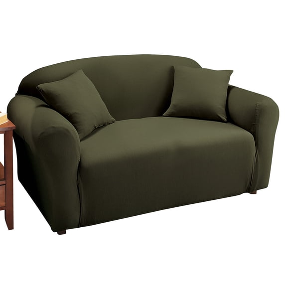 Collections Etc Jersey Stretch Slipcover Furniture Protector, Forest Green, Loveseat