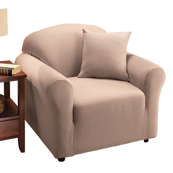 Collections Etc Jersey Stretch Slipcover Furniture Protector, Linen, Chair