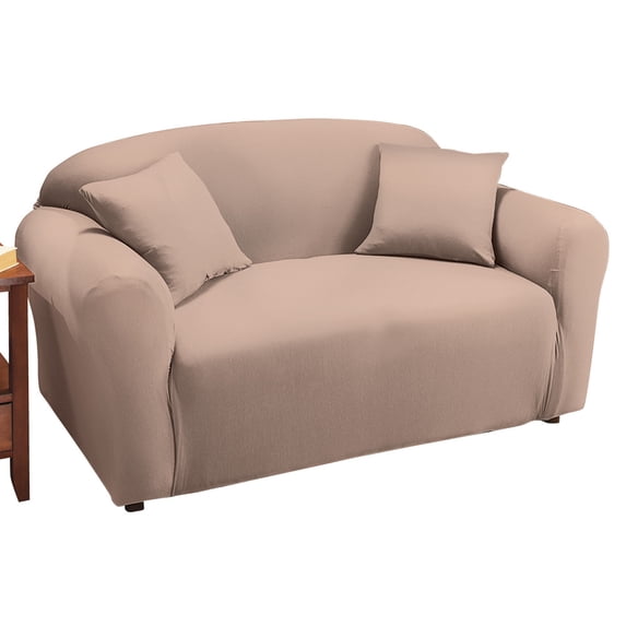 Collections Etc Jersey Stretch Slipcover Furniture Protector, Linen, Loveseat
