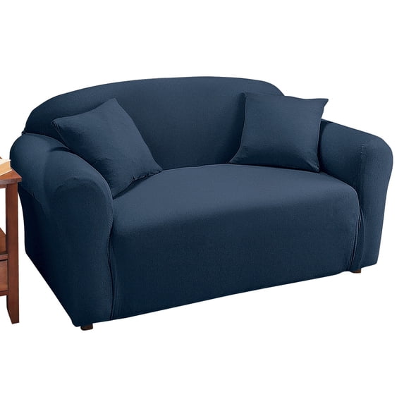 Collections Etc Jersey Stretch Slipcover Furniture Protector, Navy, Loveseat