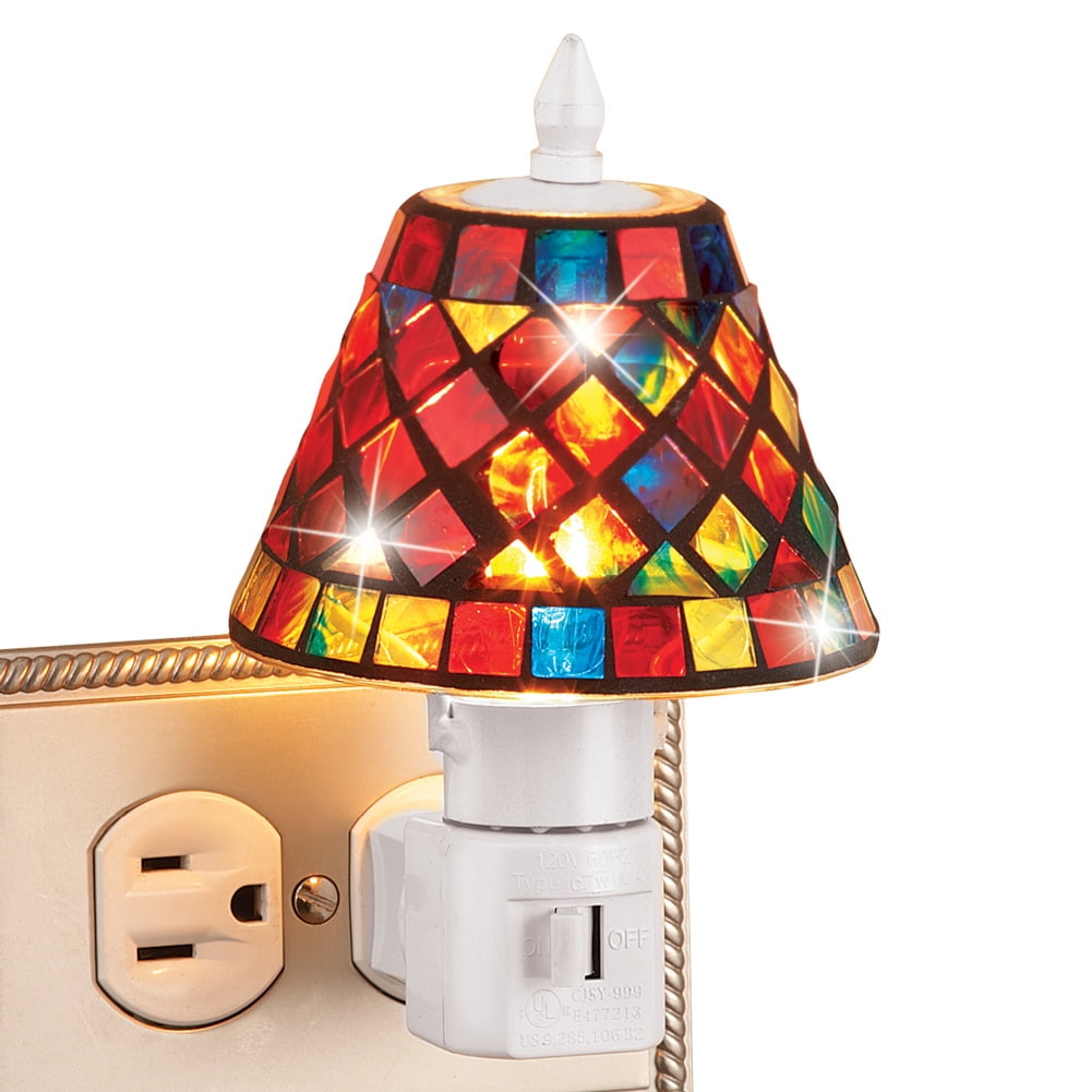 Collections Etc Jeweltone Glass Mosaic Night Light
