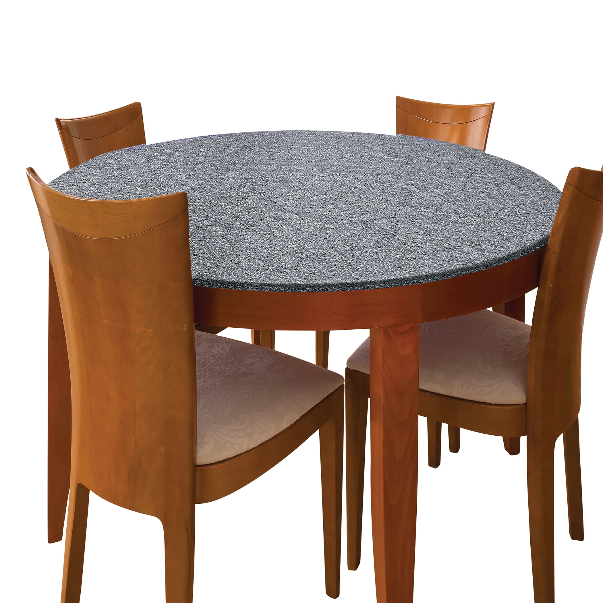 Gray Vinyl Round Fitted Table Cover for Year-Round Use