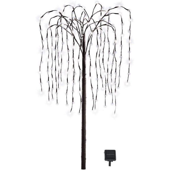 Collections Etc. LED Solar Willow Tree, Outdoor Solar Tree with Colorful Solar-Powered Lights with Adjustable Branches, White Lights