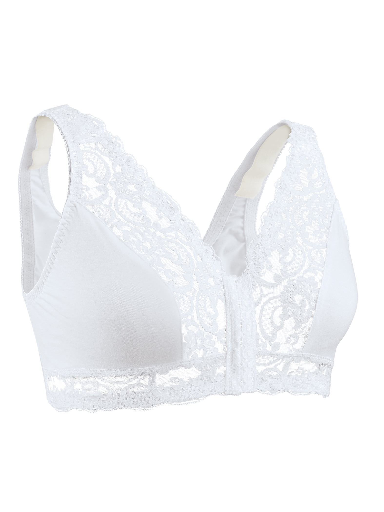 Collections Etc Lace Trim Front Hook Closure Polyester Bra Wide