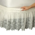 thumbnail image 1 of Collections Etc Lace Trimmed Elastic Bed Wrap, Easy Fit Dust Ruffle Bedskirt, Ivory, Queen/King, 1 of 4