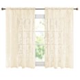thumbnail image 1 of Collections Etc Lacey Floral Lace Design Rod Pocket Drapes Beige 56" x 63", 1 of 3