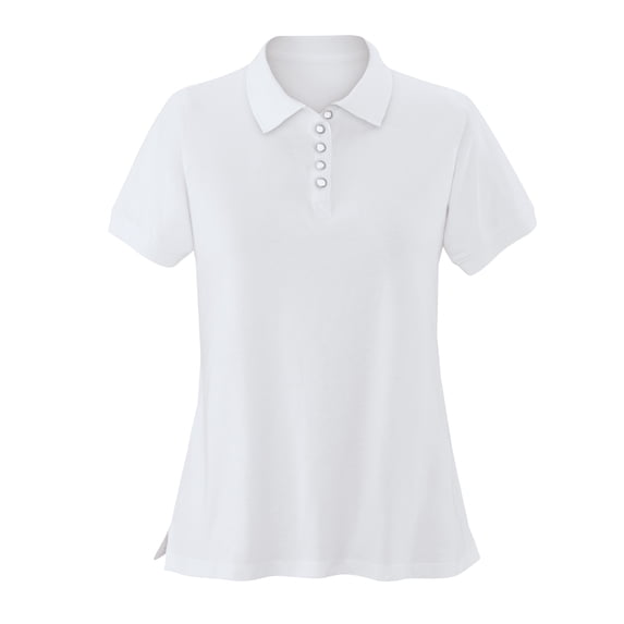 Collections Etc Ladies Soft Knit Button-Front Short Sleeve Polo Top Shirt - Black, White, Pink or Navy - Cotton, Polyester