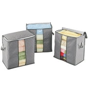 Collections Etc Large All-Around Zippered Storage Bags with Handles - Set of 3