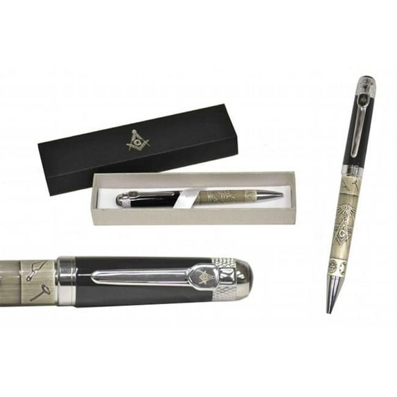 Collections Etc Laser Cut Design Masonic Pen with Gift Box