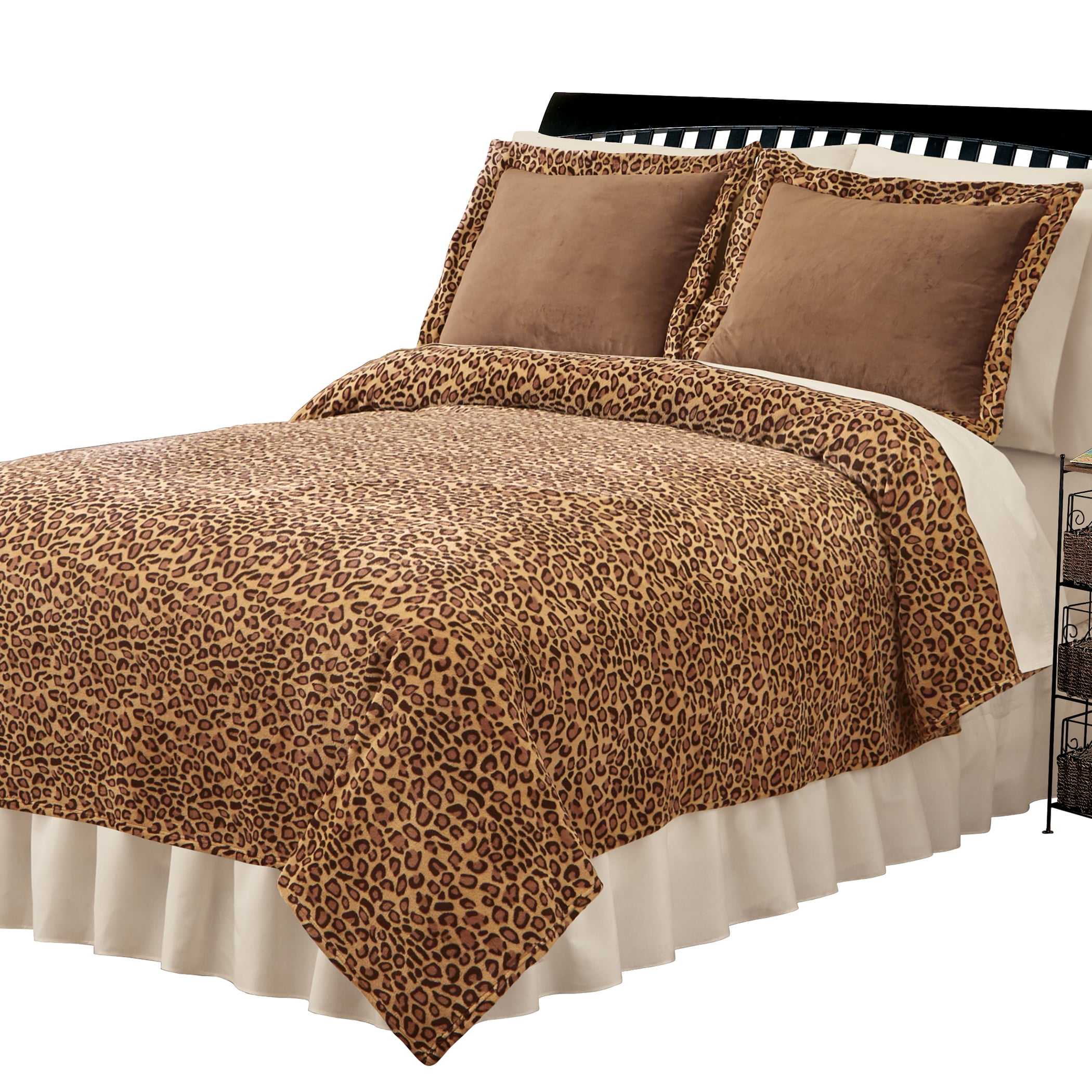Collections Etc Leopard Print Cozy Plush Fleece Coverlet