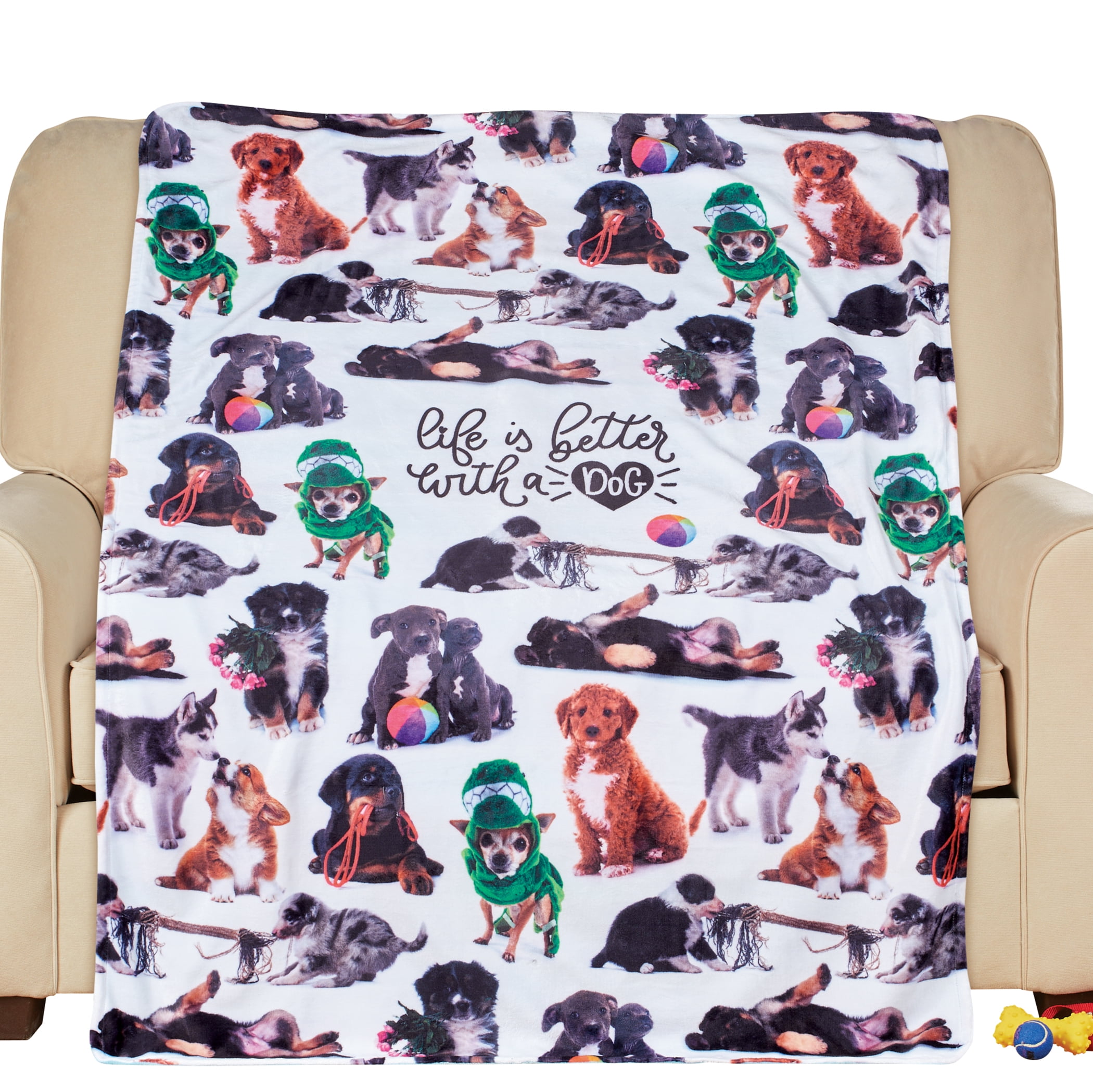 Life Is Better With A Dog Colorful Polyester Throw Blanket