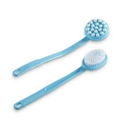 Collections Etc Long Body Brush with Lotion Wand and Blue Handle - Set of 2, Blue