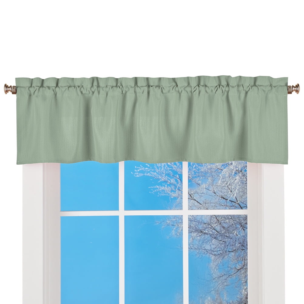 Sage Green Ribbed Polyester Window Valance, 54-Inch x 12-Inch
