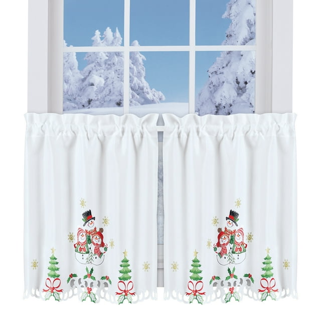 Collections Etc Lovely Snow Family Embroidered Christmas Kitchen