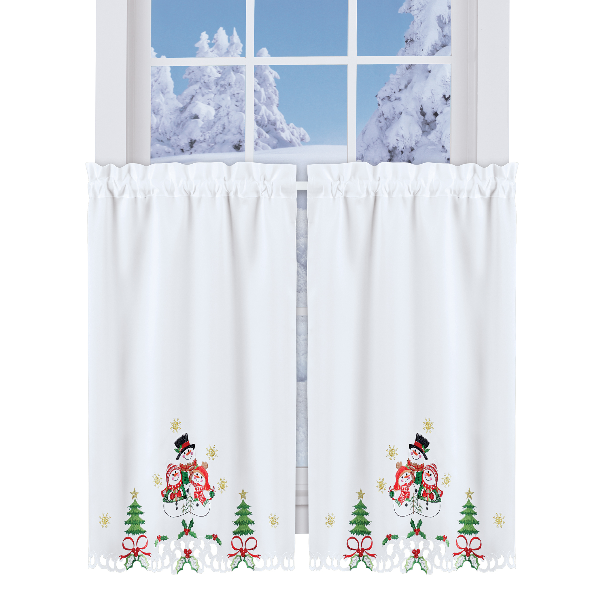 Collections Etc Lovely Snow Family Embroidered Christmas Kitchen
